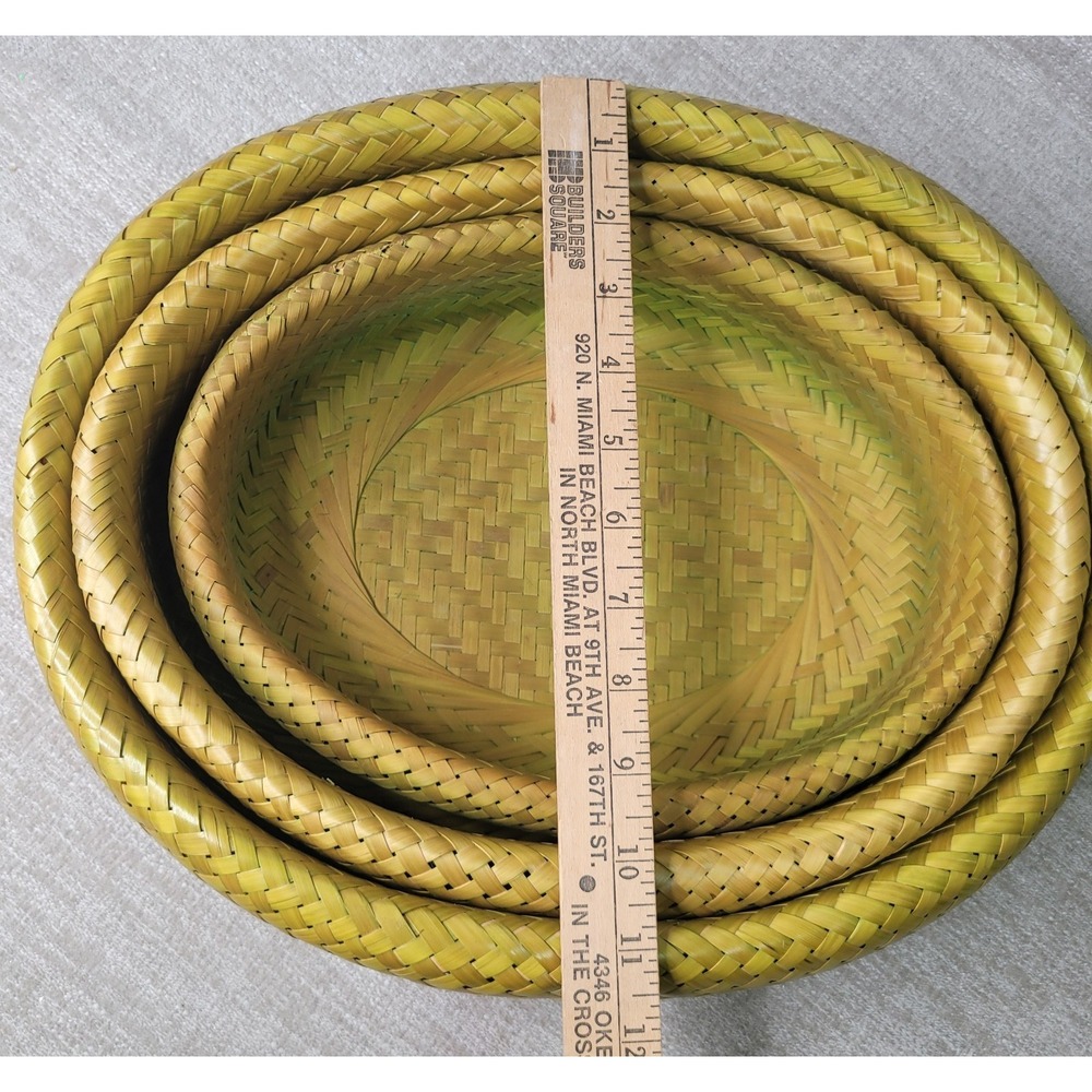 3 Crate & Barrel Bambu Bamboo Nesting Bowls Woven 11 1/2" x 14" Large Basket - Picture 4 of 12